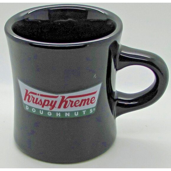 KRISPY KREME Doughnuts BLACK Restaurant Diner Mug - 10 oz Coffee Cup - Picture 1 of 4